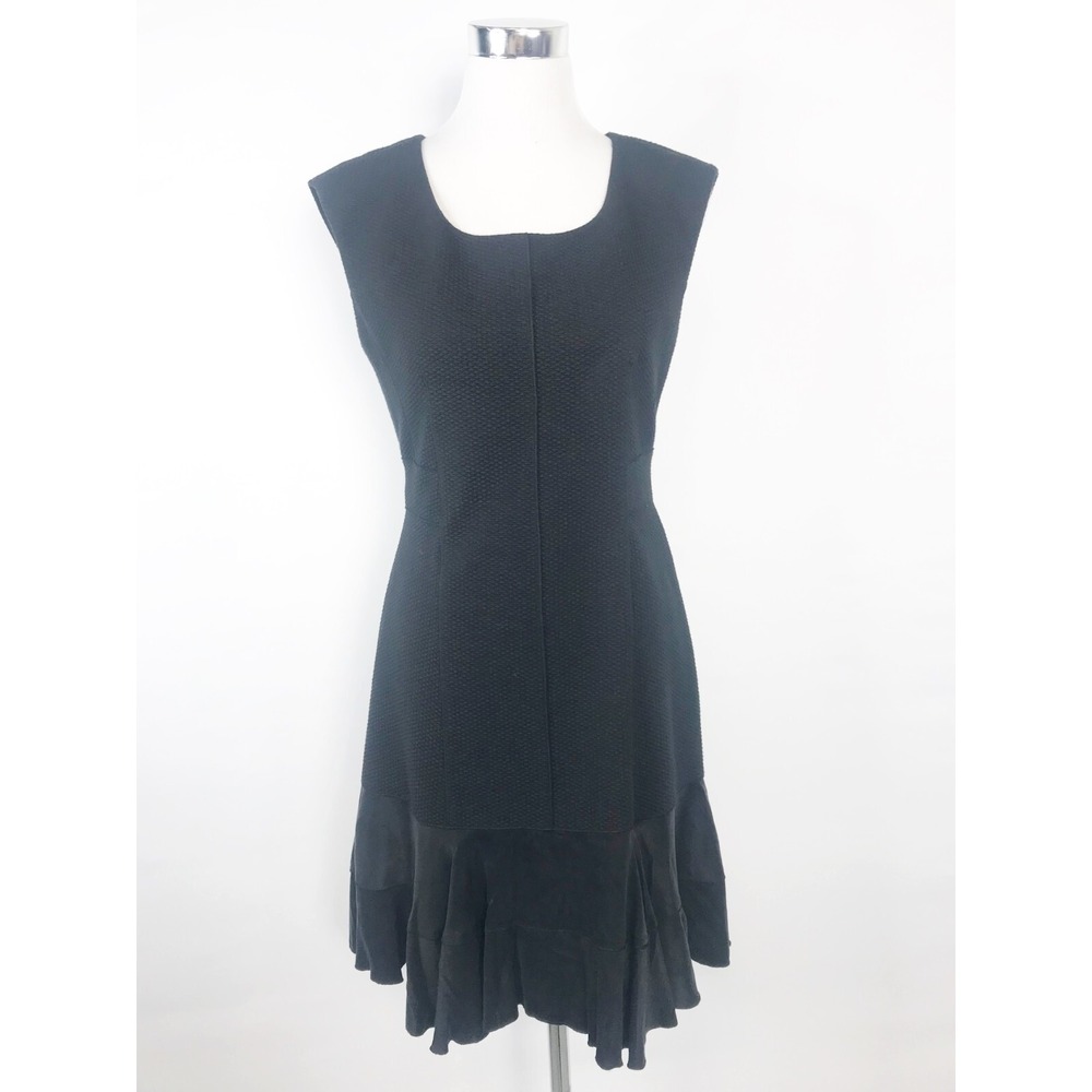 Rebecca Taylor Dress Women 6 Small Black Layered Ruffle Textured Knit Luxury